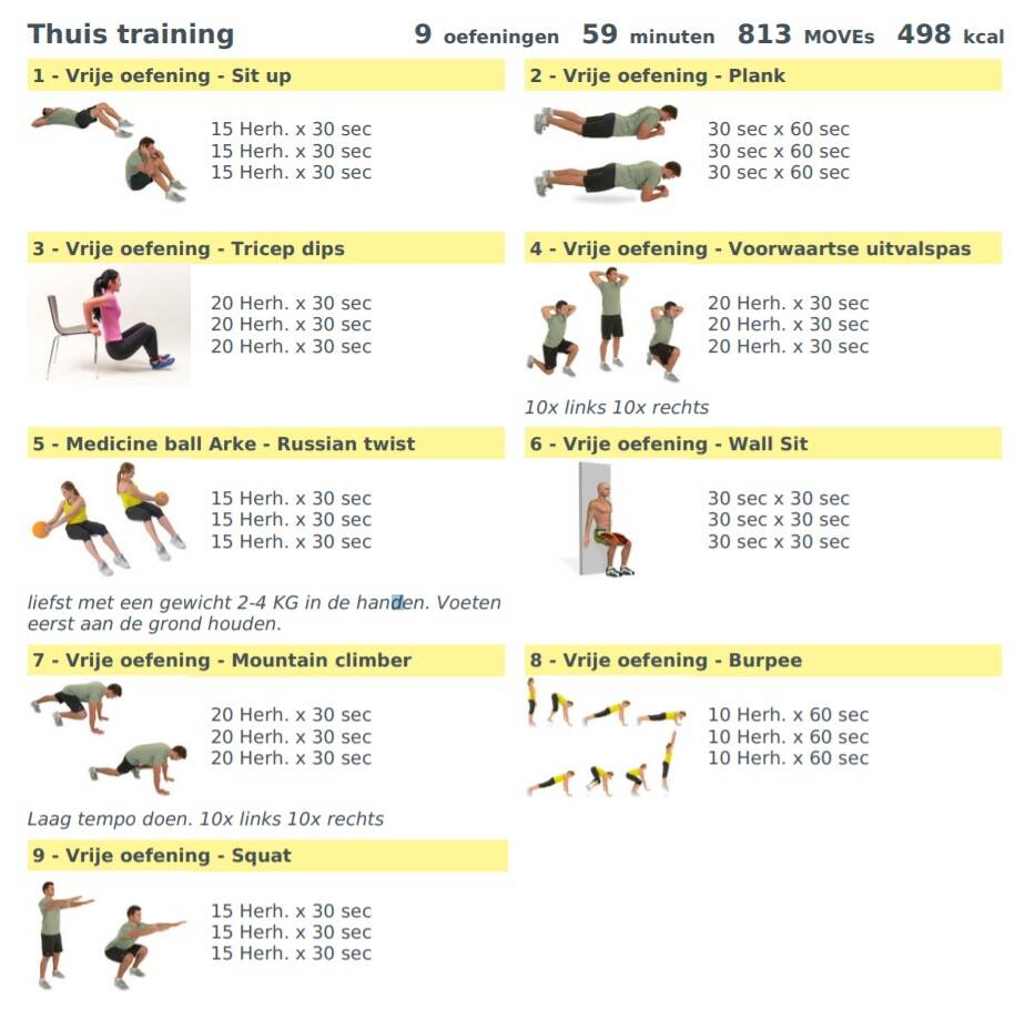 Spiksplinternieuw Thuis oefeningen fitness – Fysiosport Wolvega JK-67